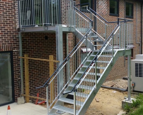 Galvanised Fire Escape with Wheel Chair Refuge